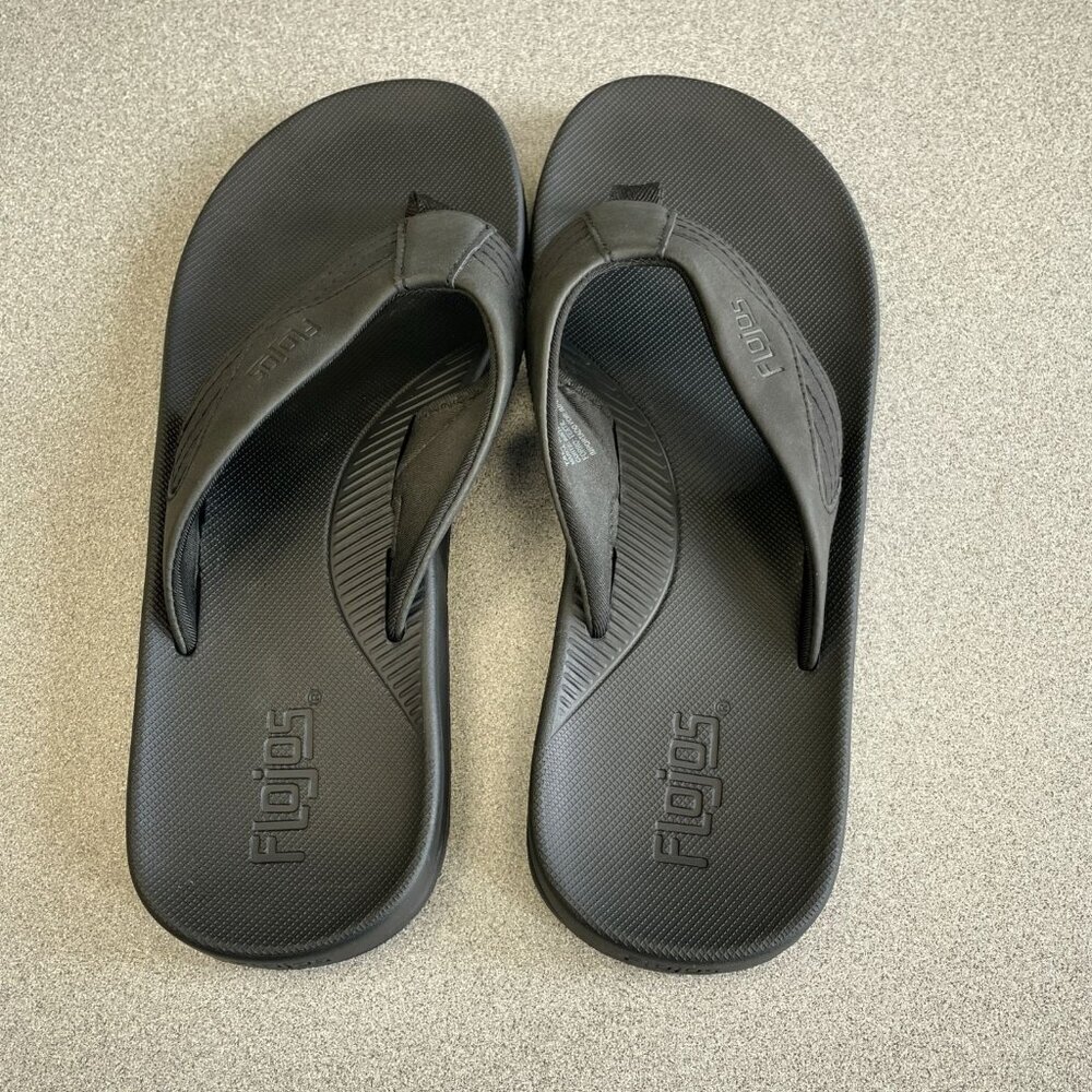 Flojos Men's Size 9M Black Flip Flops Thong Sandals